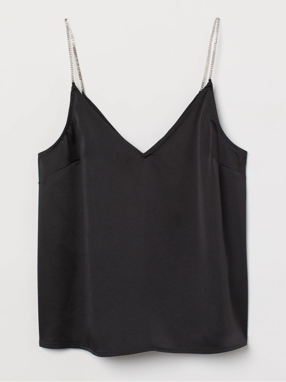 NWT- H&M Black Satin Cami with Rhinestone Straps